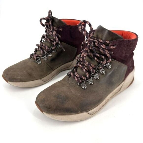 Timberland Women Kiri Up Waterproof Leather Hiker Ankle Boots brown Red Size 7.5 - Picture 1 of 9